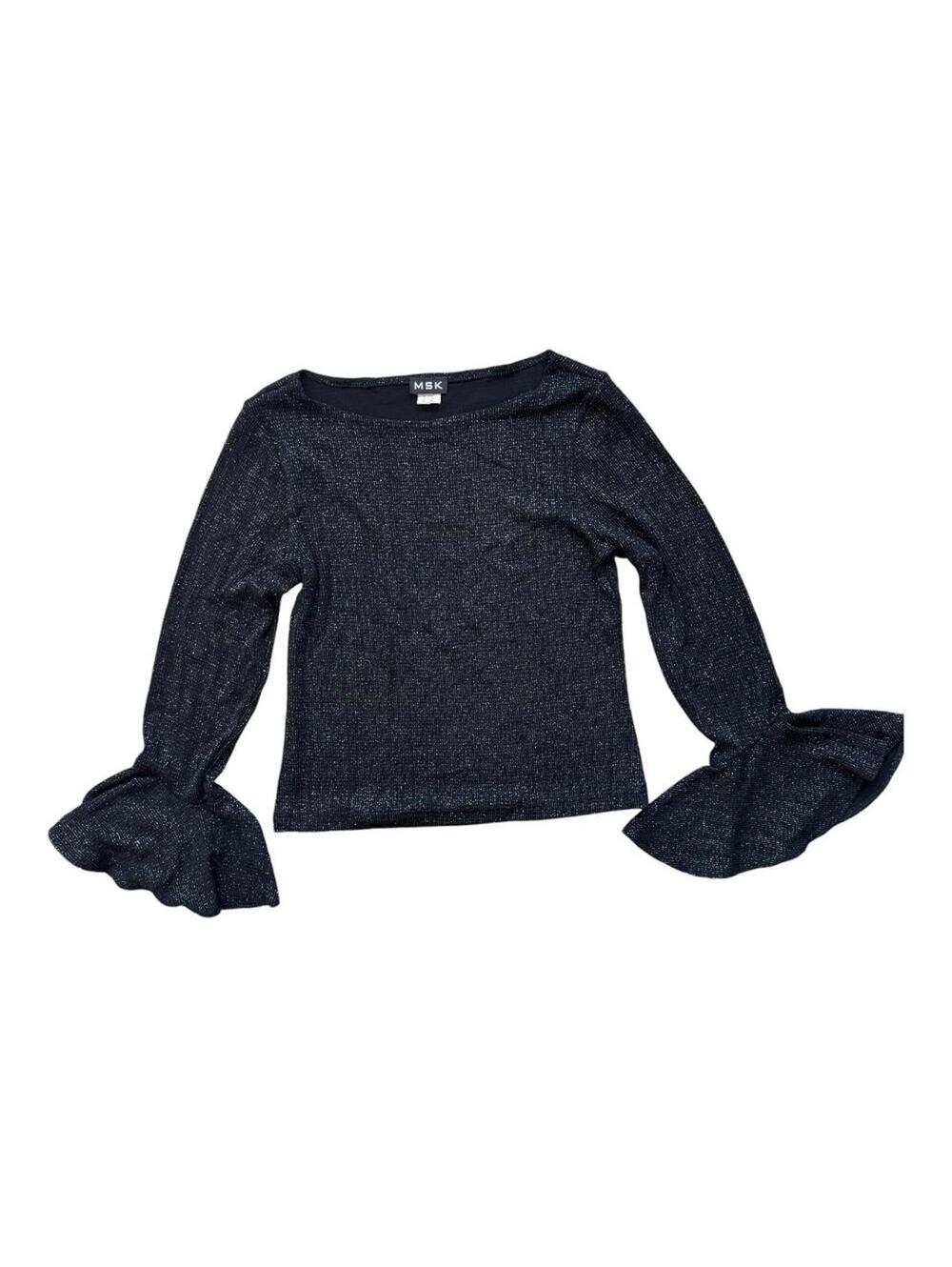 MSK | Women's Black Glitter Blouse | Size Large | 1026